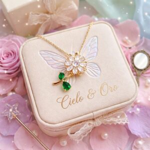 Collar con colgante de cadena de cable con diamante en forma de flor