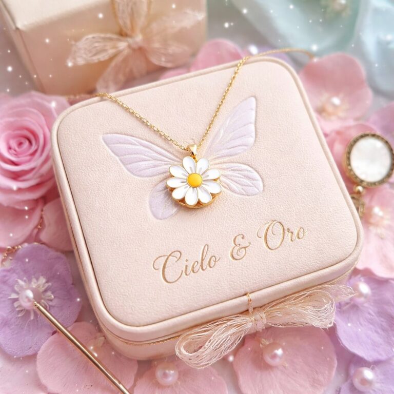 Collar con colgante de cadena de diamante en forma de flor blanca bonita