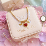 Colgante de sol en forma de corazón de acero inoxidable  en oro real de 18K de arte romántico