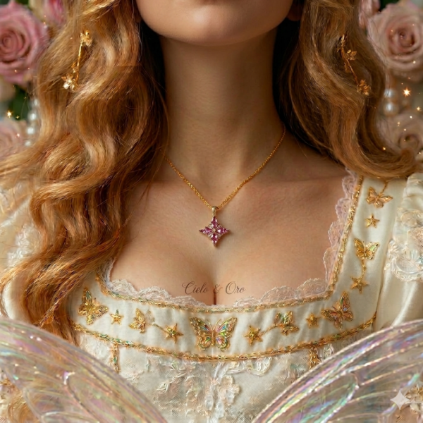 Cadena de estrella de Zirconia Rosa