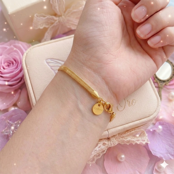 Brazalete Tejido Serpiente Oro Real 18K PVD — Acero Inoxidable | Moderno y Flexible