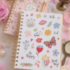 Journal Coquette de Flores A5 con Espiral Dorada y Bolígrafo de Perla