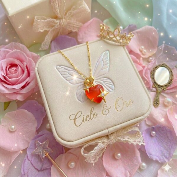 Collar Corazón Rojo — Acero Inoxidable Baño Oro 18K PVD | No se Oxida