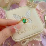 Joya de Piedra Natural Verde en Forma de Diamante