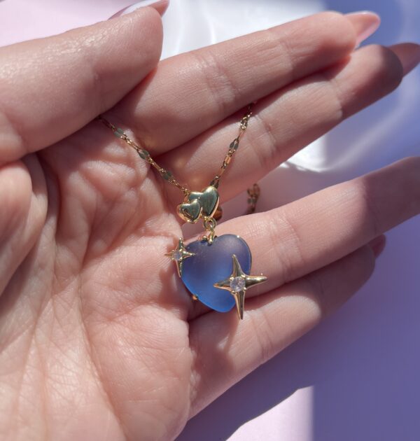 Collar Corazón Azul — Acero Inoxidable Baño Oro 18K PVD | Joyería