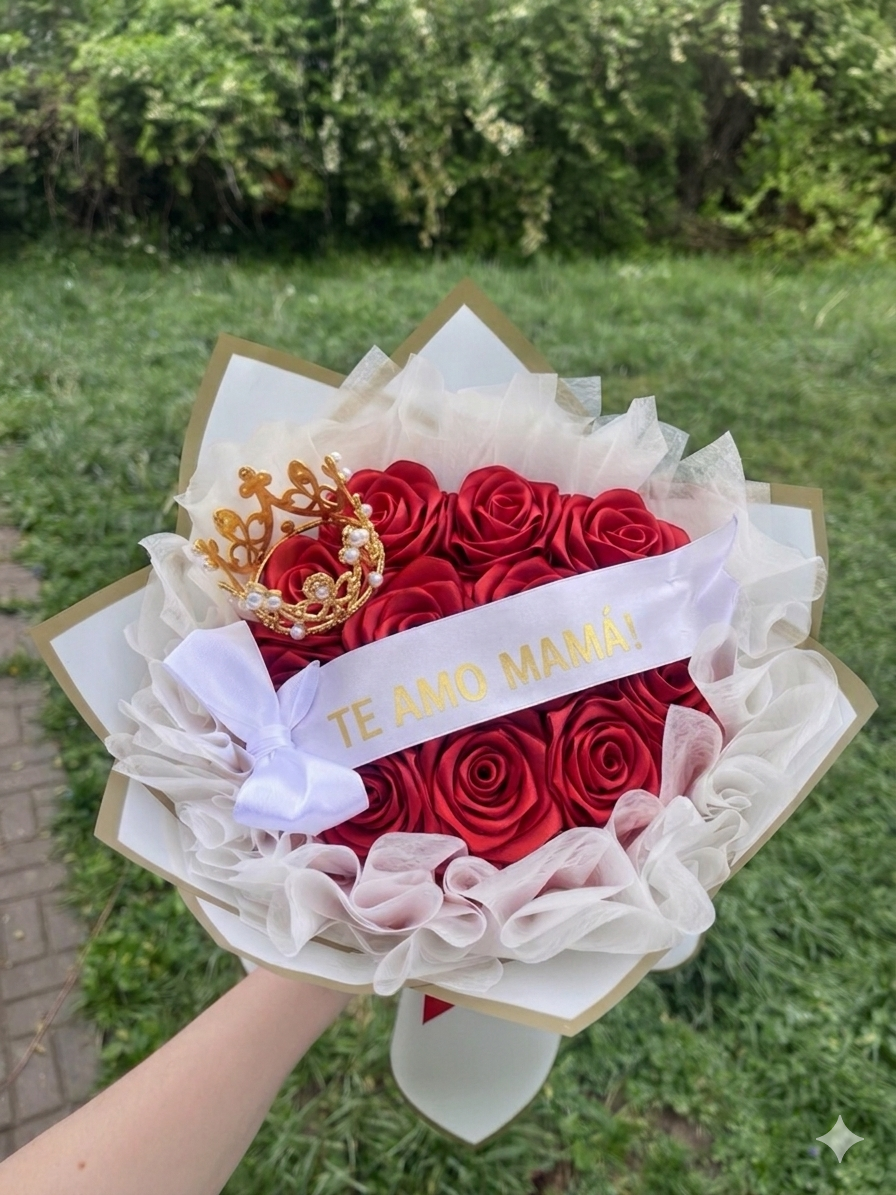 Ramo de rosas eternas rojas para madres