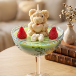 Vela de osito de lavanda y rosas